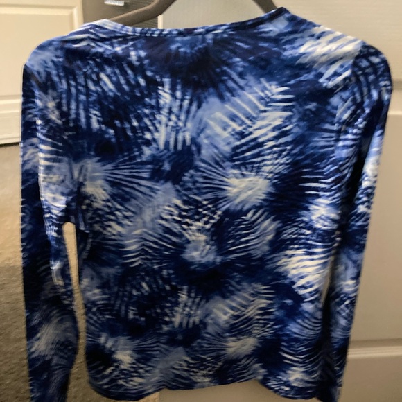 Lands' End XS & large Long Sleeve Swim Tee Rash Guard Deep Sea Navy Tie Dye nwt - Picture 4 of 12